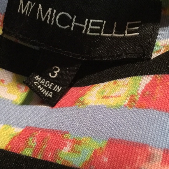 My Michelle colorful dress with black belt Junior's size 3 - Picture 3 of 5